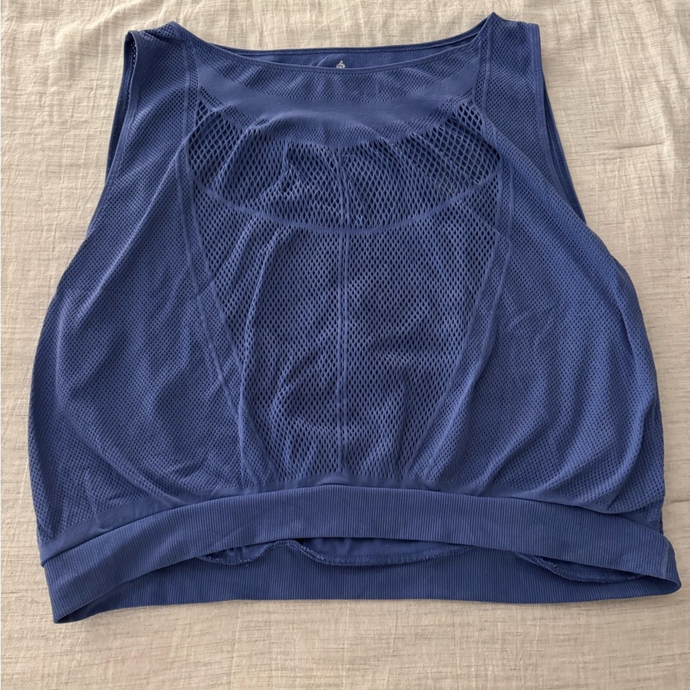 Free People Blue Mesh Crop Top